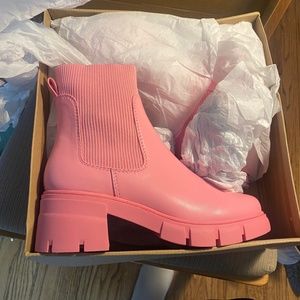 REDTOP Pink Chunky Heel Platform Lug Sole Sock Boots - NEVER WORN